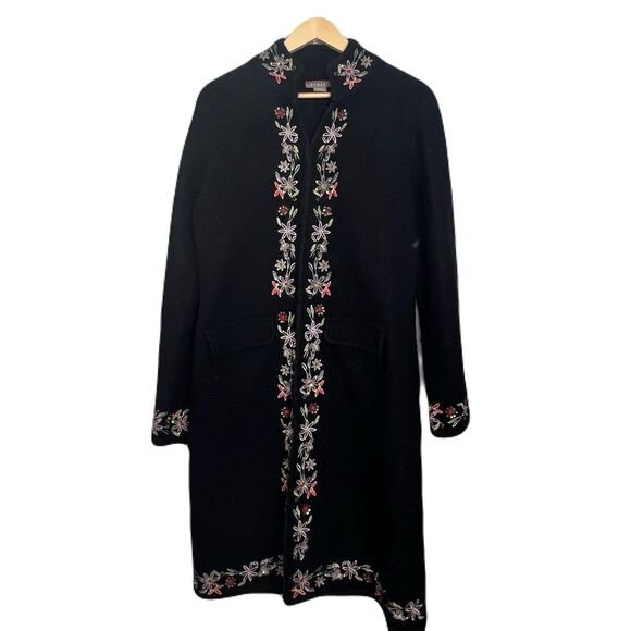 Kenar Embroidered Wool Cardigan Jacket Size Large Classic Holiday - Picture 2 of 9